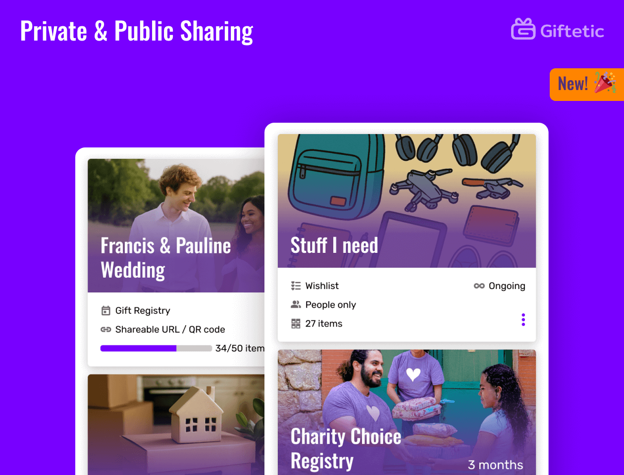 Private & Public Sharing feature of Giftetic
