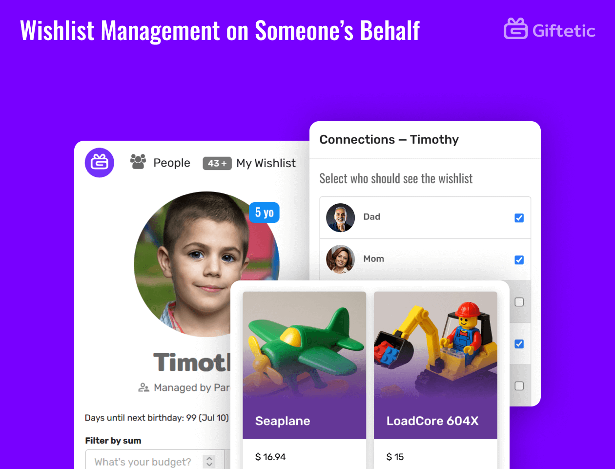 Wishlist Management on Someone’s Behalf feature of Giftetic